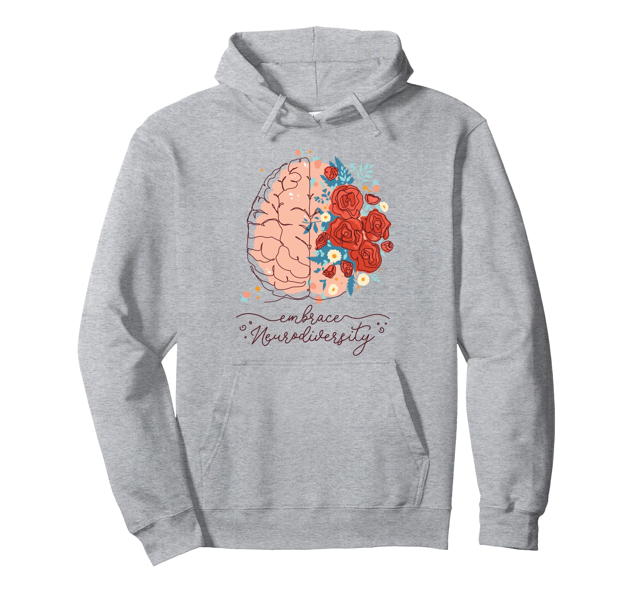 Neurodiversity Floral Brain Autism Hoodie - Streetwear Style Men Women - T-Shirt, Sweatshirt, Hoodie