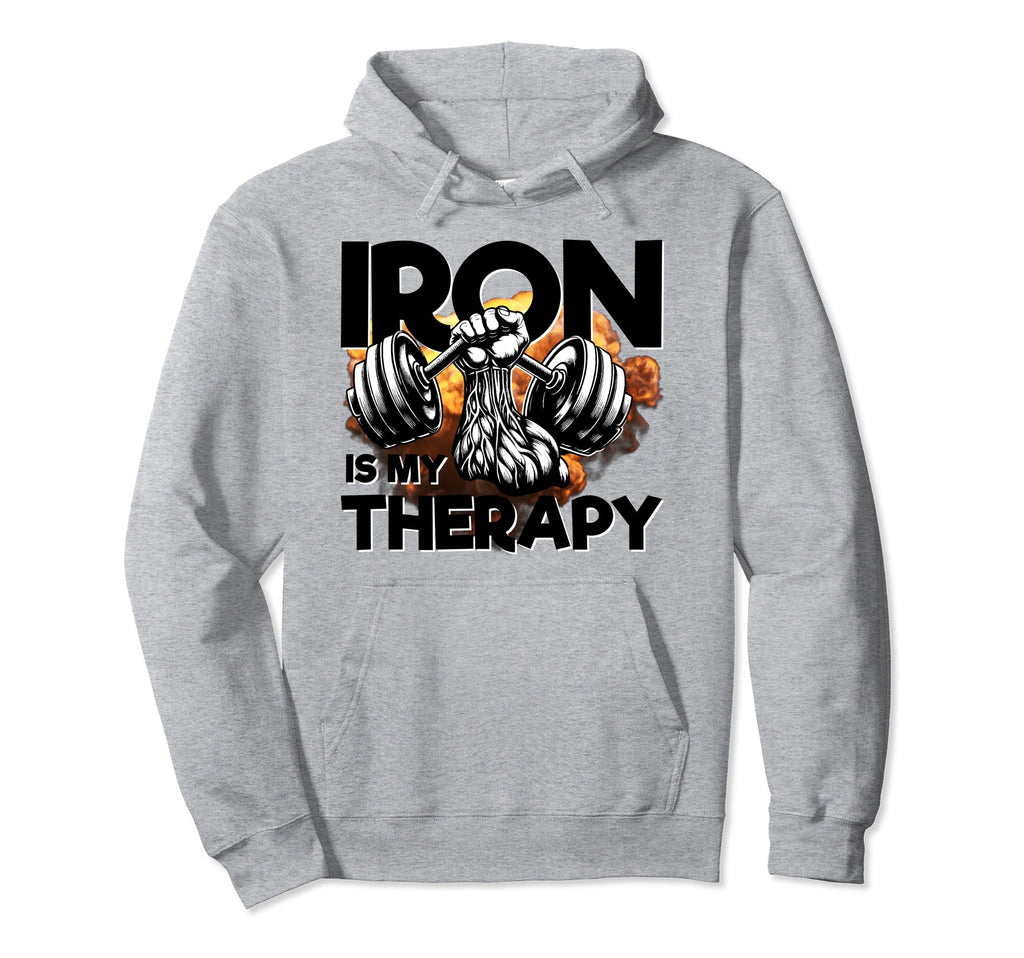 Iron Is My Therapy Bodybuilding Hoodie - Custom Art Print Men Women - T-Shirt, Sweatshirt, Hoodie