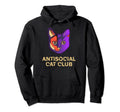 Antisocial Cat Club Introvert Cat Lover Hoodie - Aesthetic Graphic Unisex - T-Shirt, Sweatshirt, Hoodie