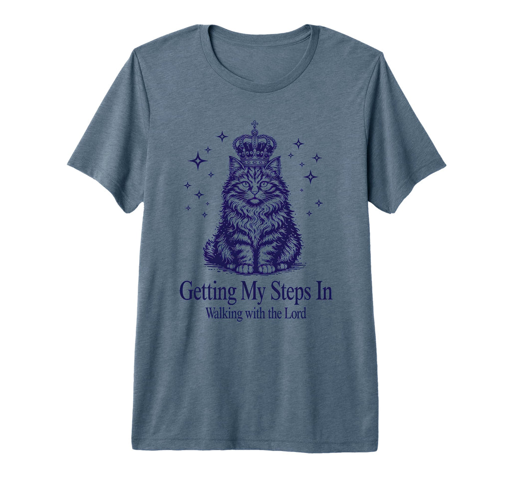 Getting My Steps Walking Lord Cat Tri Blend T-Shirt - Unique Graphic Unisex - T-Shirt, Sweatshirt, Hoodie