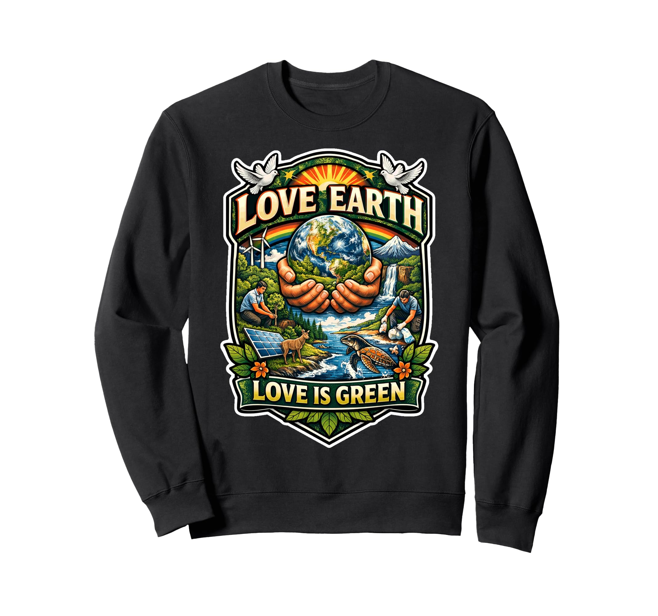 Love Is Green Earth Day Eco Sweatshirt - Aesthetic Graphic Men Women - T-Shirt, Sweatshirt, Hoodie