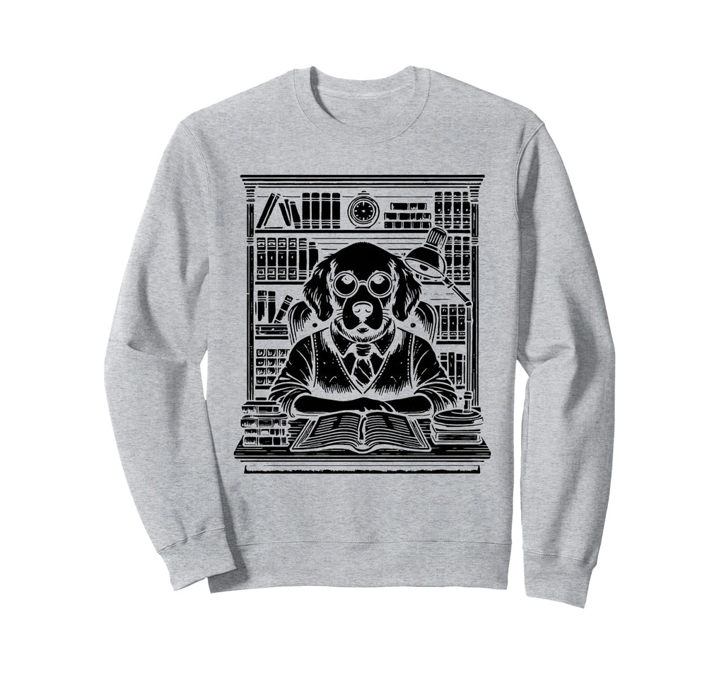Dog Librarian Library Book Reading Sweatshirt - Trendy Graphic Men Women - T-Shirt, Sweatshirt, Hoodie