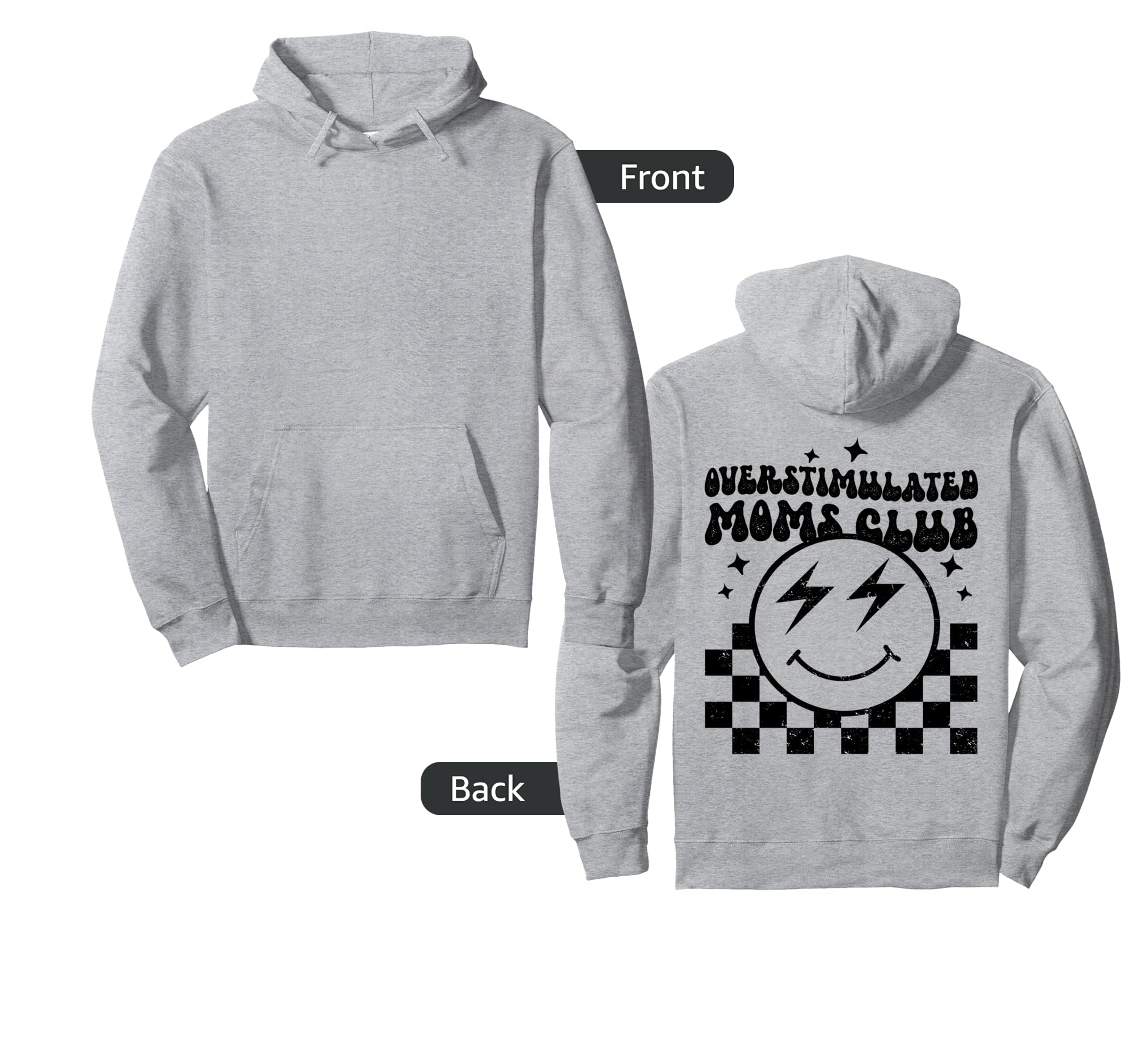 Groovy Overstimulated Moms Club Funny Hoodie - Trendy Graphic for Adults - T-Shirt, Sweatshirt, Hoodie