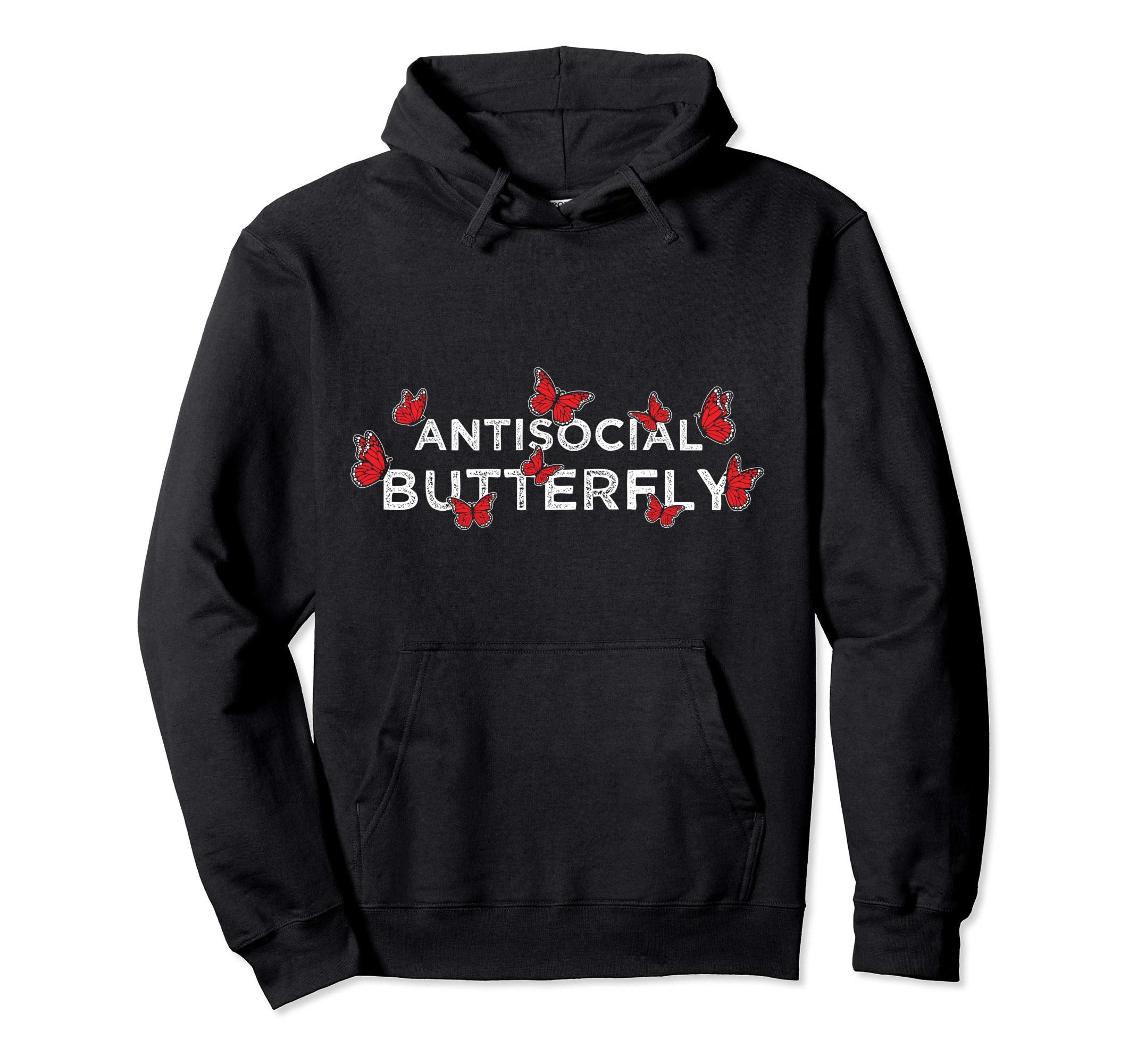 Funny Antisocial Butterfly Butterflies Hoodie - Minimalist Print Men Women - T-Shirt, Sweatshirt, Hoodie