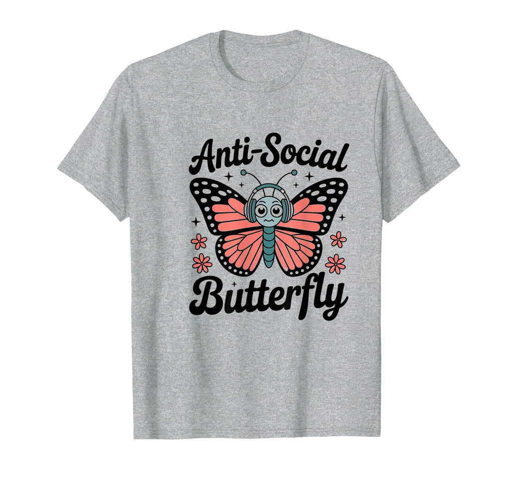 Antisocial Butterfly Gothic T-Shirt - Fun Novelty Design Men Women - T-Shirt, Sweatshirt, Hoodie