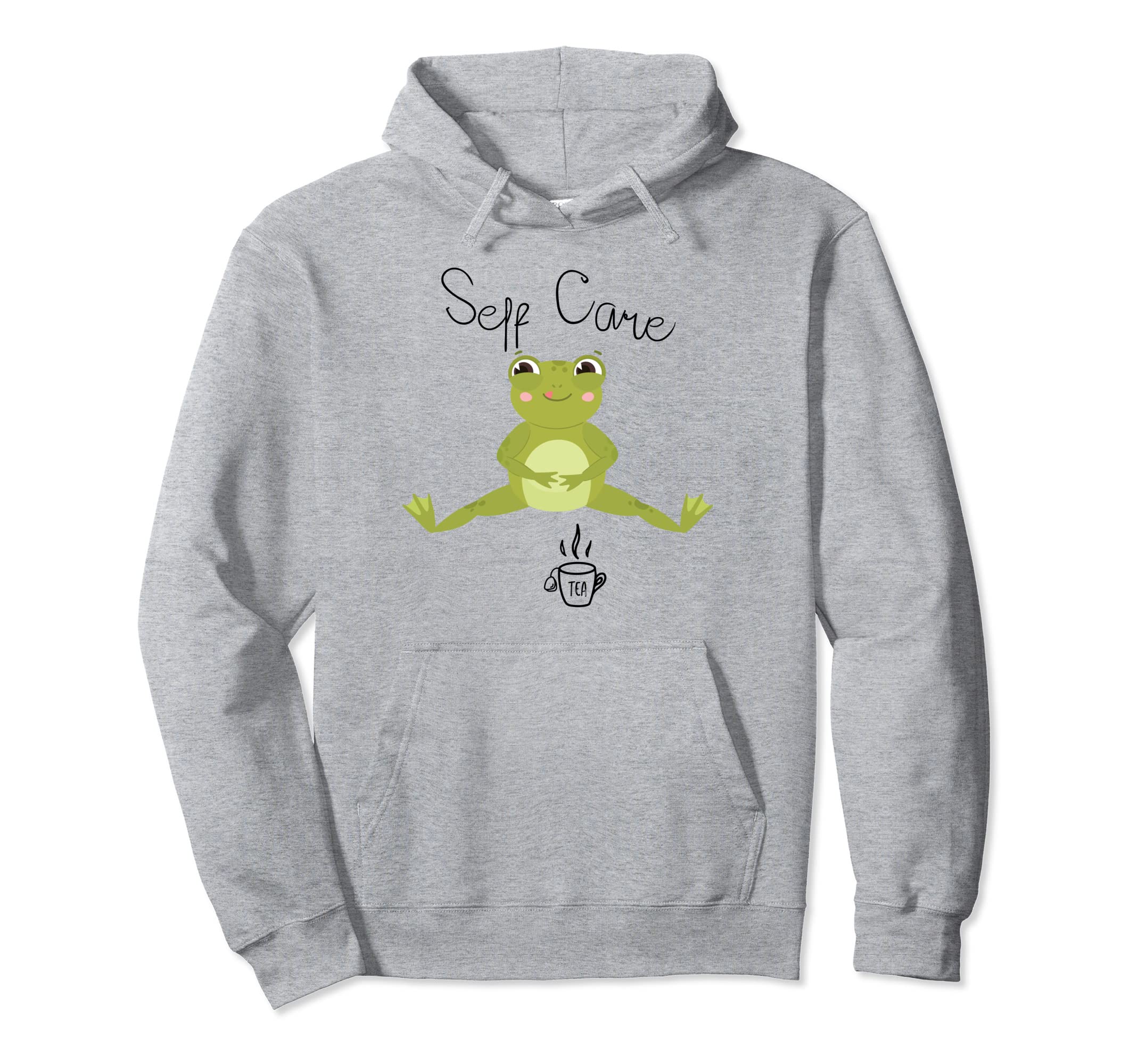 Self Care Kawaii Frog Drinking Tea Hoodie - Fun Novelty Design Men Women - T-Shirt, Sweatshirt, Hoodie