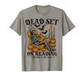 Dead Set Reading Skeleton Halloween T-Shirt - Custom Art Print Men Women - T-Shirt, Sweatshirt, Hoodie