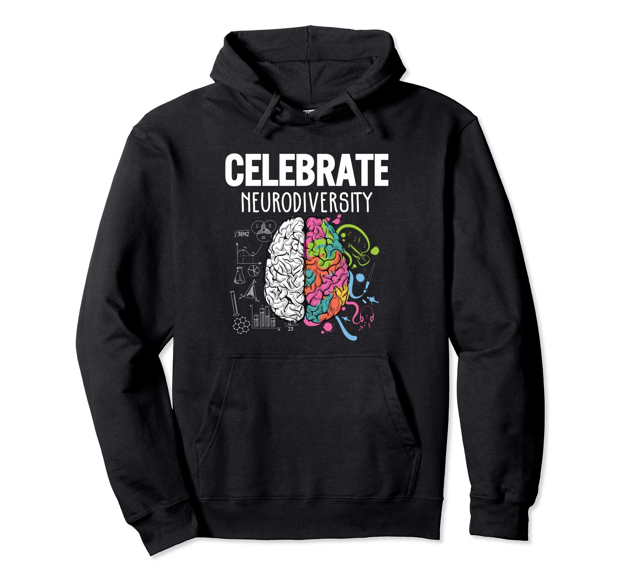 Celebrate Neurodiversity Brain Adhd Hoodie - Unique Graphic Men Women - T-Shirt, Sweatshirt, Hoodie