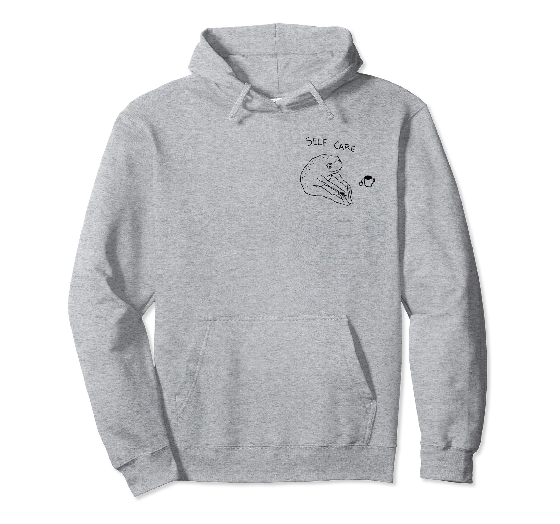 Self Care Frog Drinking Tea Hoodie - Aesthetic Graphic for Adults - T-Shirt, Sweatshirt, Hoodie