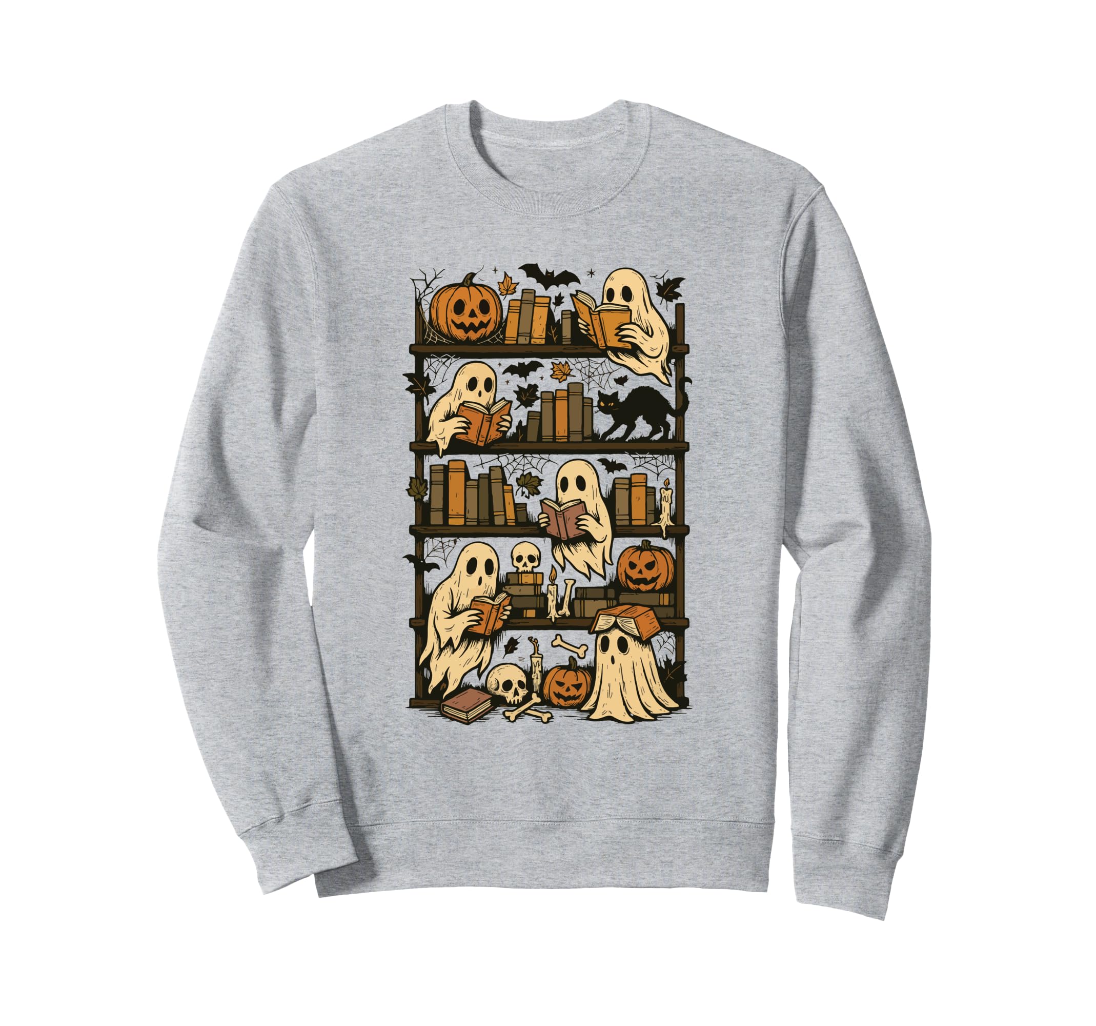 Ghost Bookshelf Halloween Book Lover Sweatshirt - Fun Novelty Design Unisex - T-Shirt, Sweatshirt, Hoodie