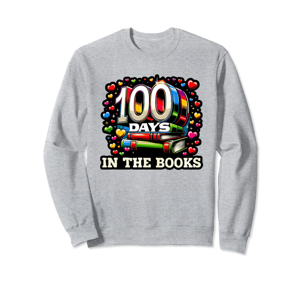 100 Days Books Book Reading Sweatshirt - Custom Art Print for Adults - T-Shirt, Sweatshirt, Hoodie