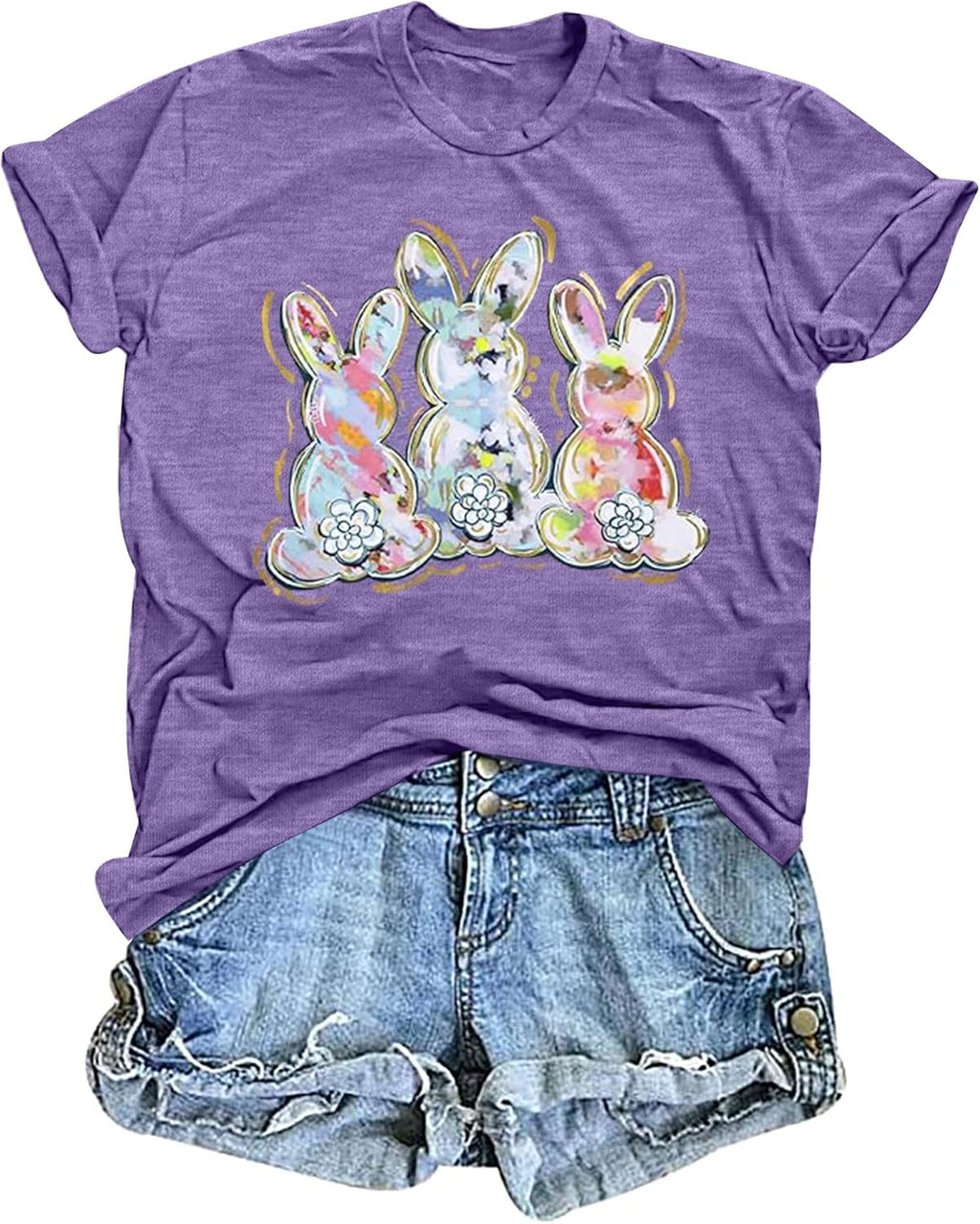 Easter Shirts for Women Rabbit Bunny Eggs T Shirt Happy Easter Day Graphic Short Sleeve Tee Tops - T-Shirt, Sweatshirt, Hoodie