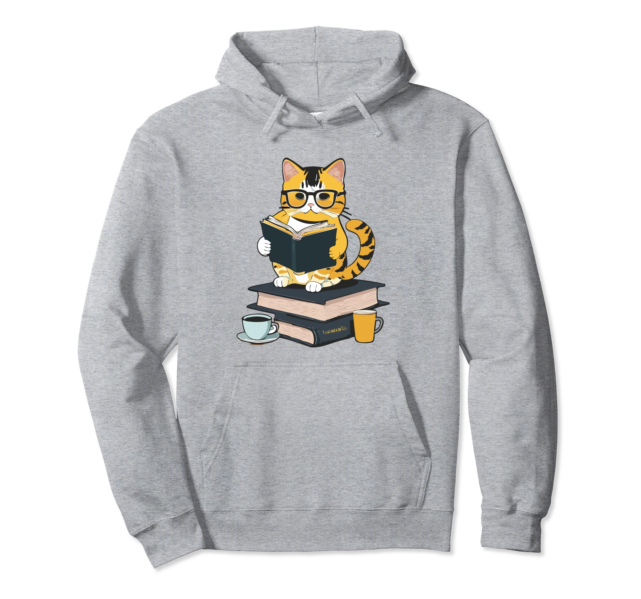 Funny Reading Calicao Cat Book And Coffee Hoodie - Custom Art Print Unisex - T-Shirt, Sweatshirt, Hoodie