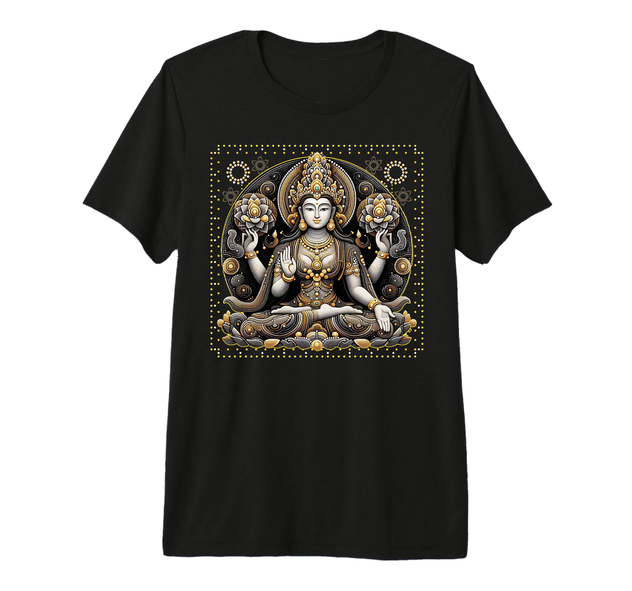 Vasudhara Vajrayana Buddhism Goddess T-Shirt - Custom Art Print Men Women - T-Shirt, Sweatshirt, Hoodie