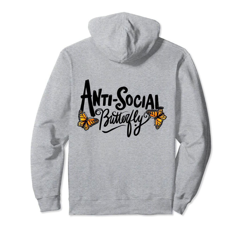 Anti Social Butterfly Hoodie - Graphic Print Men Women - T-Shirt, Sweatshirt, Hoodie