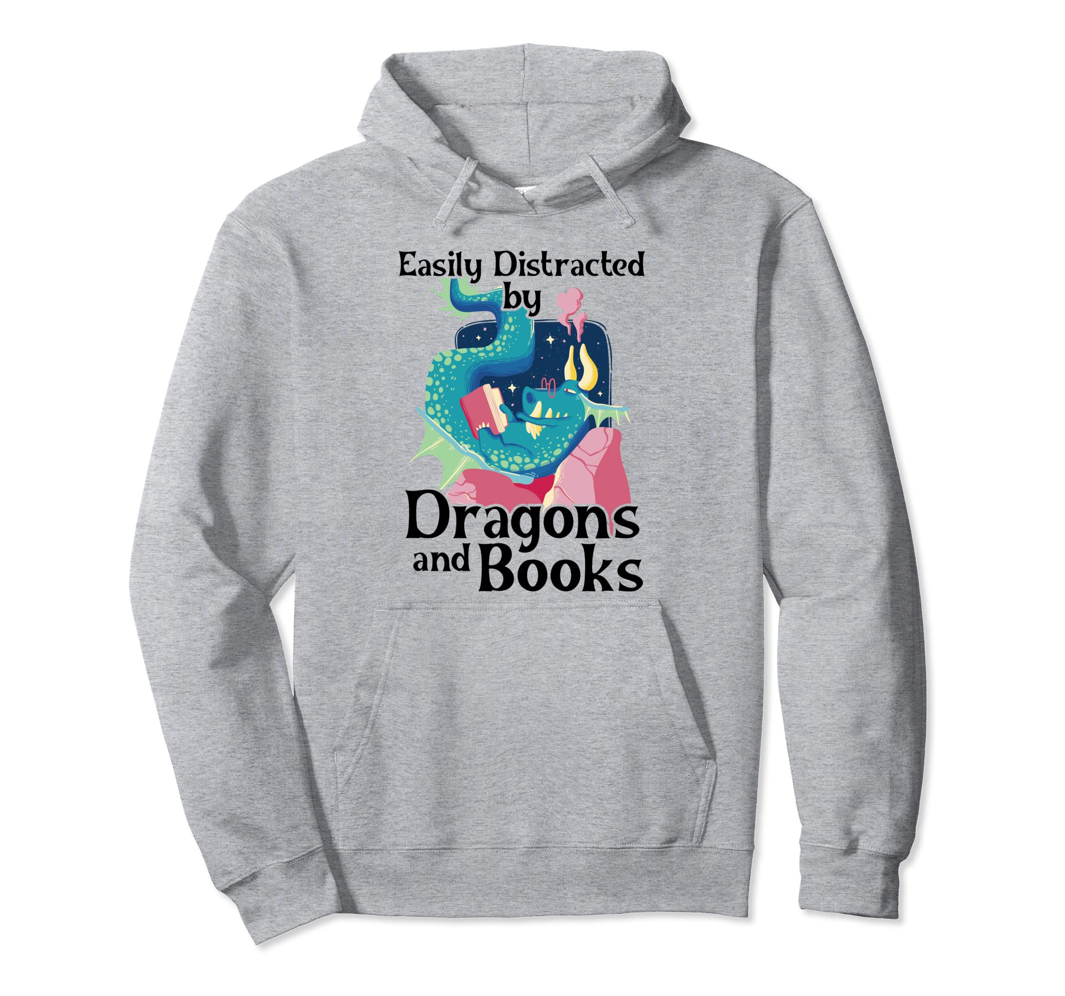 Easily Distracted Dragons And Books World Hoodie - Streetwear Style Unisex - T-Shirt, Sweatshirt, Hoodie