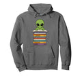 Alien Reading Book Pile Books Funny Hoodie - Novelty Apparel Unisex - T-Shirt, Sweatshirt, Hoodie
