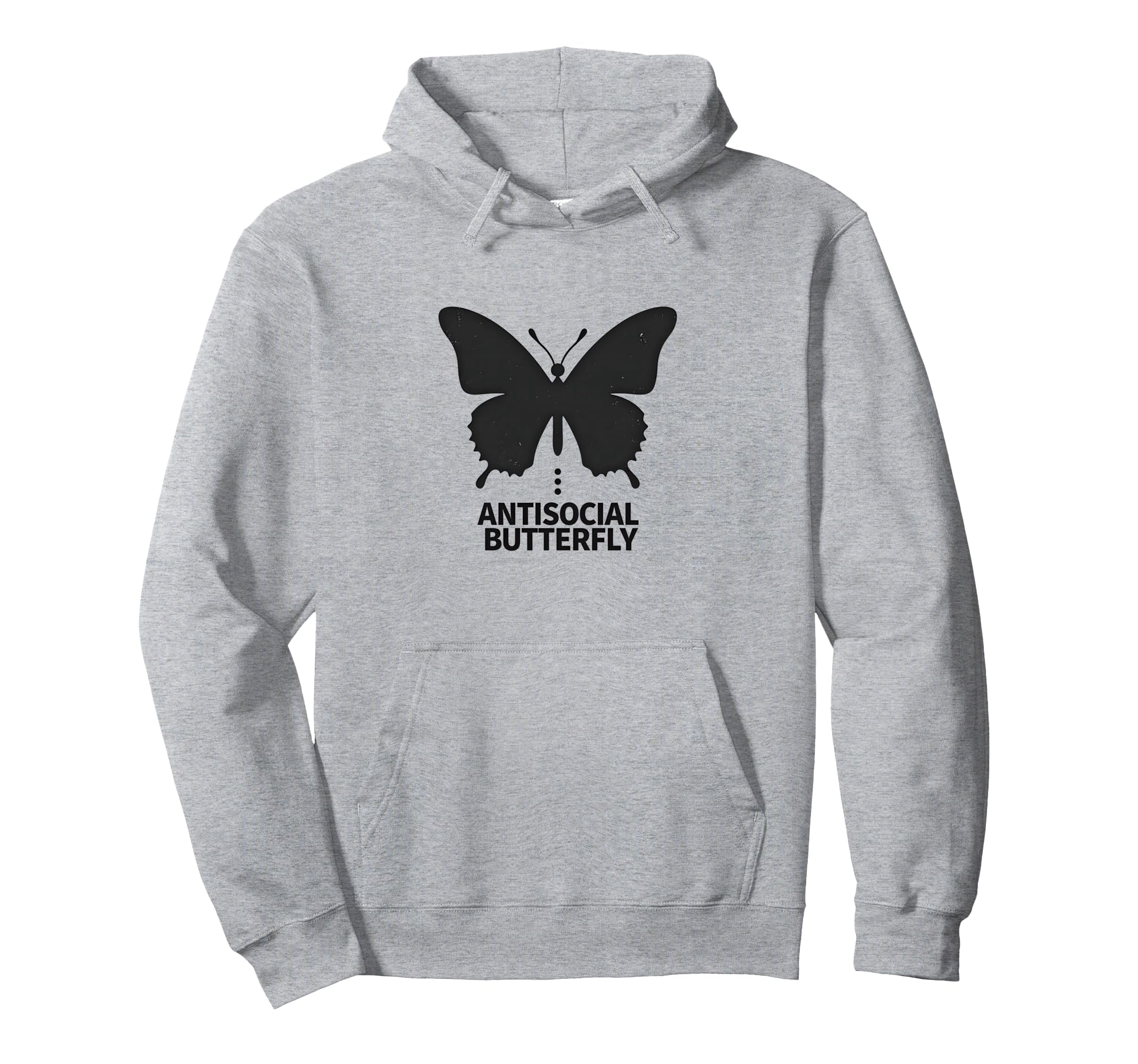 Antisocial Butterfly Minimalist Black Hoodie - Casual Everyday Wear Unisex - T-Shirt, Sweatshirt, Hoodie