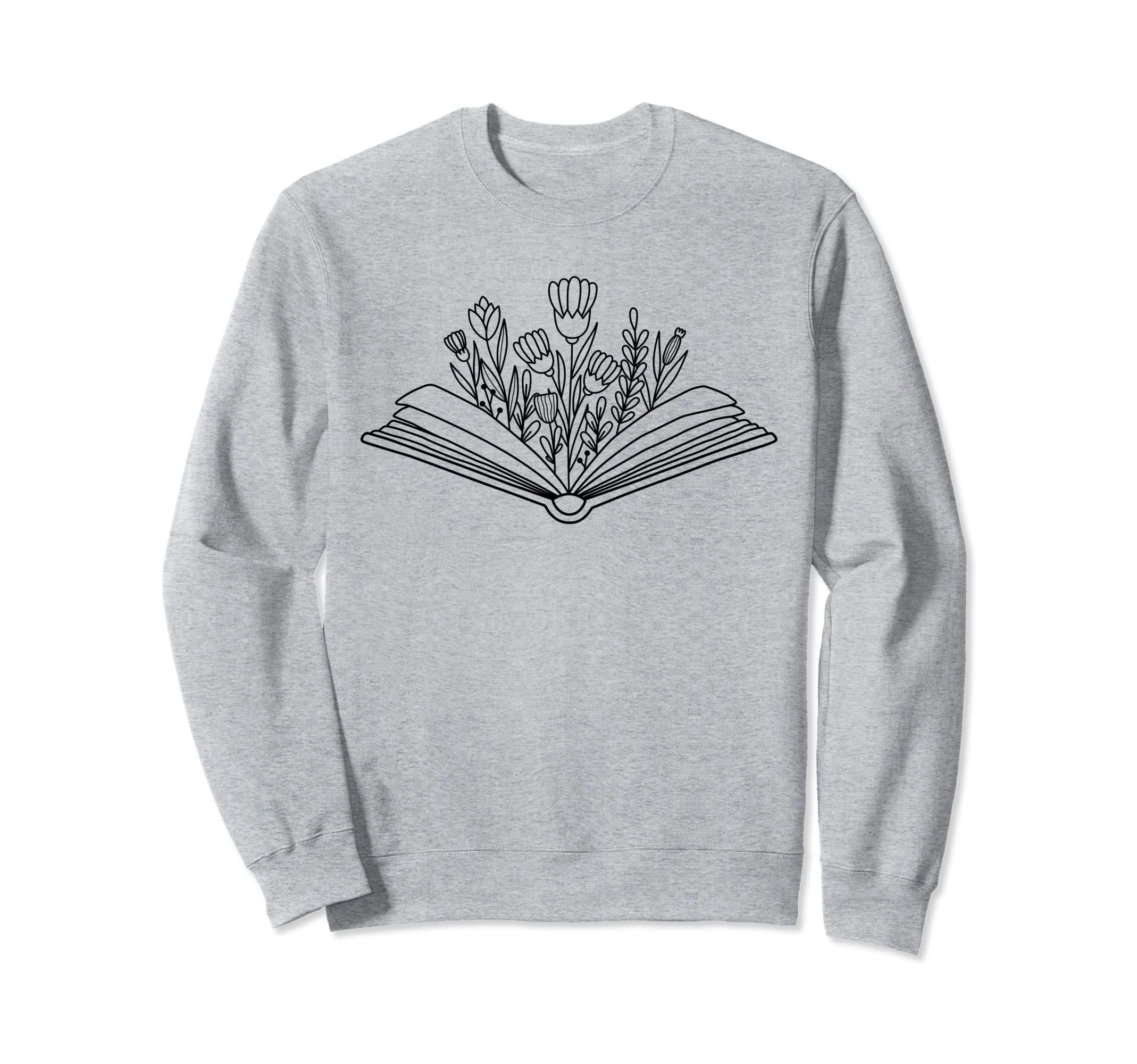 Floral Flower Book Reading Bookworm Sweatshirt - Custom Art Print Unisex - T-Shirt, Sweatshirt, Hoodie