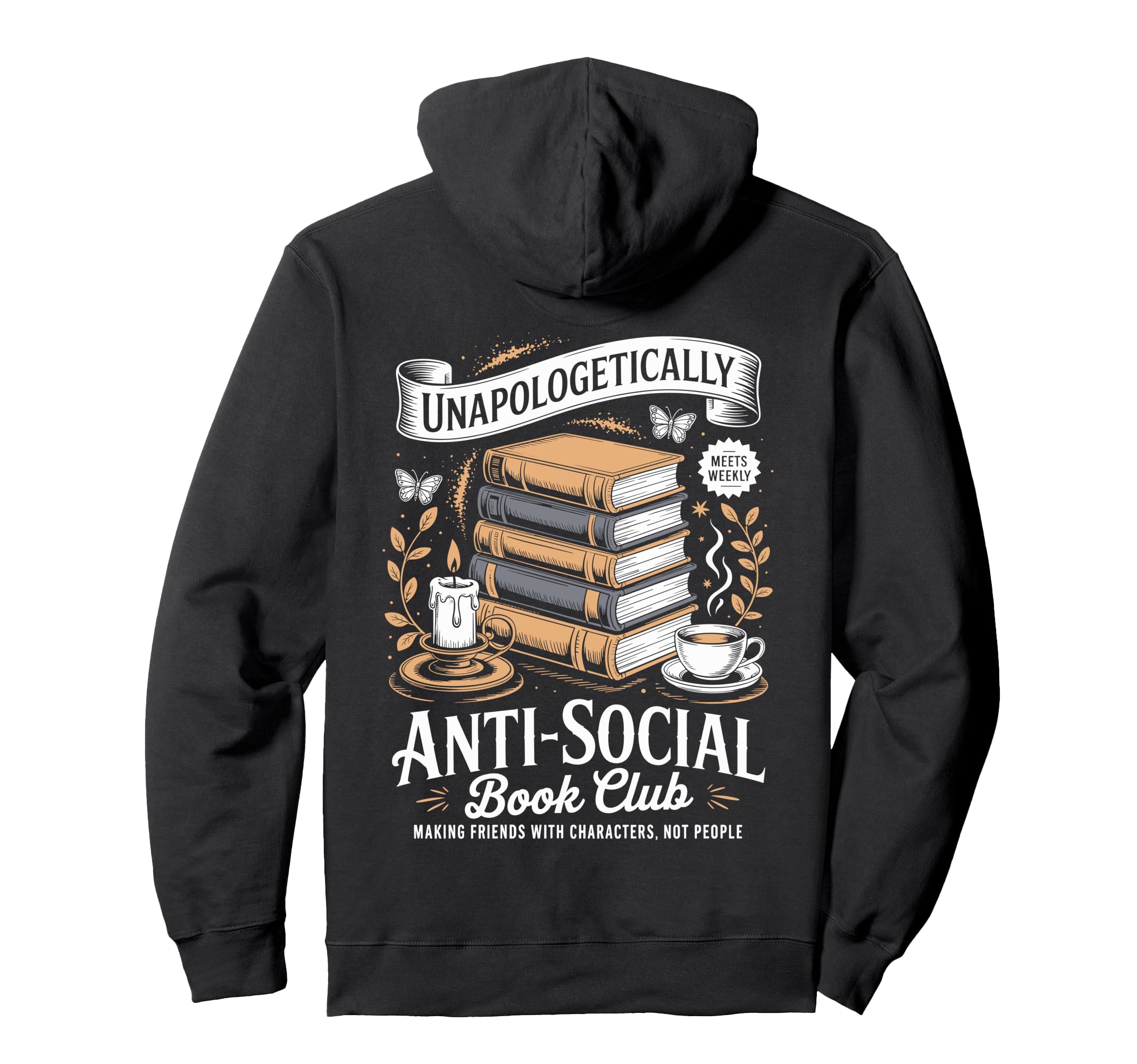 Anti Social Book Club Reading Hoodie - Fun Novelty Design for Adults - T-Shirt, Sweatshirt, Hoodie