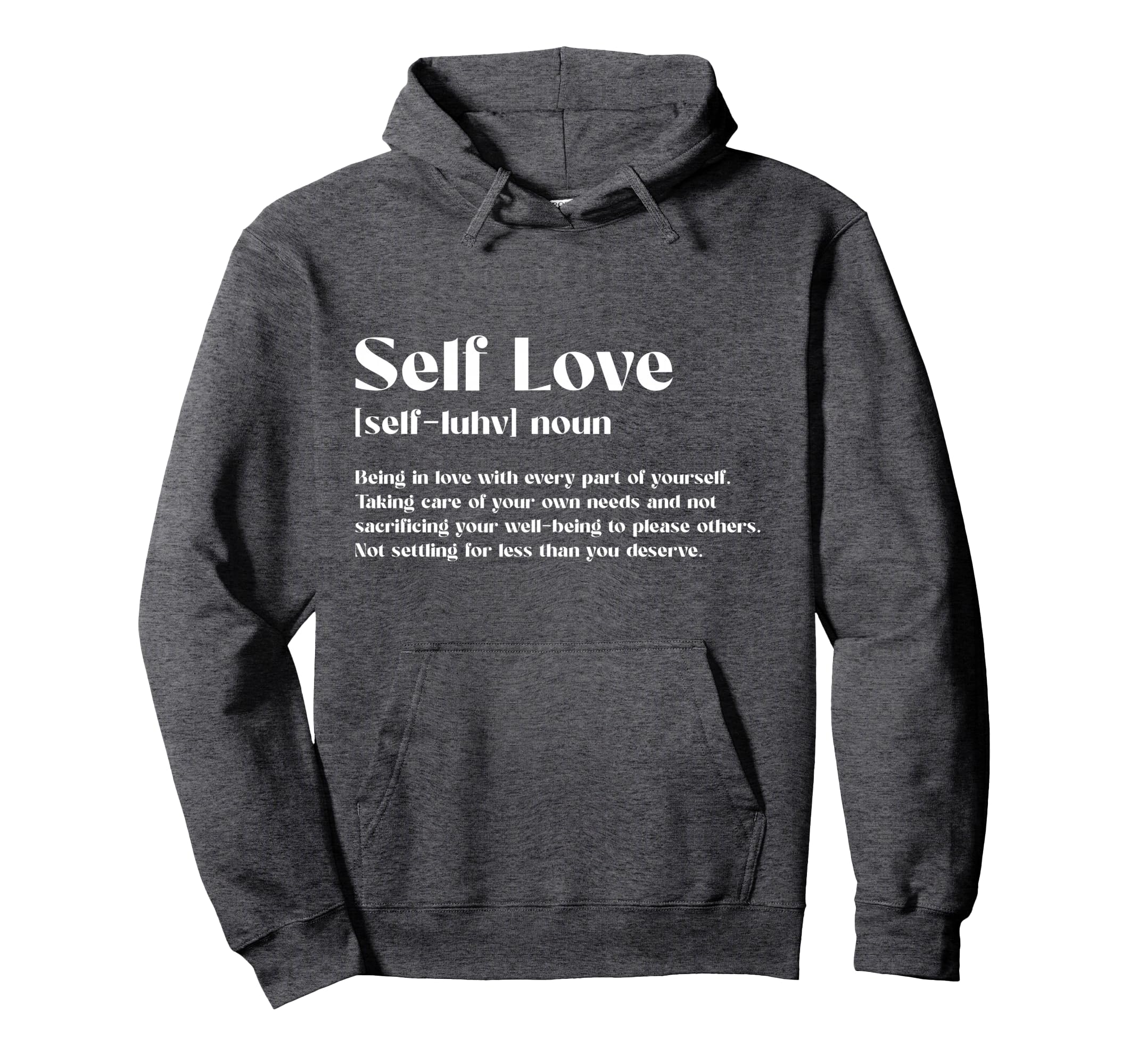 Self Love Myself Self Worth Black Hoodie - Minimalist Print for Adults - T-Shirt, Sweatshirt, Hoodie
