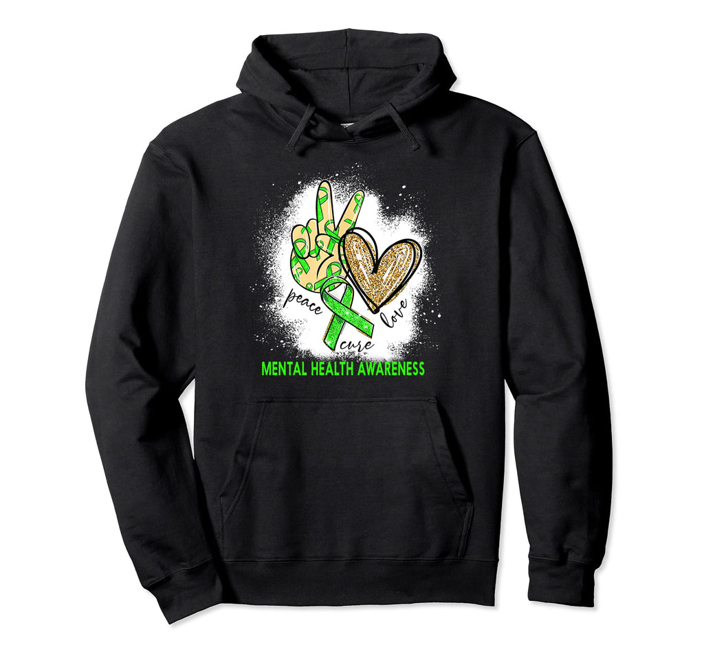 Peace Love Cure Bleached Mental Hoodie - Aesthetic Graphic for Adults - T-Shirt, Sweatshirt, Hoodie