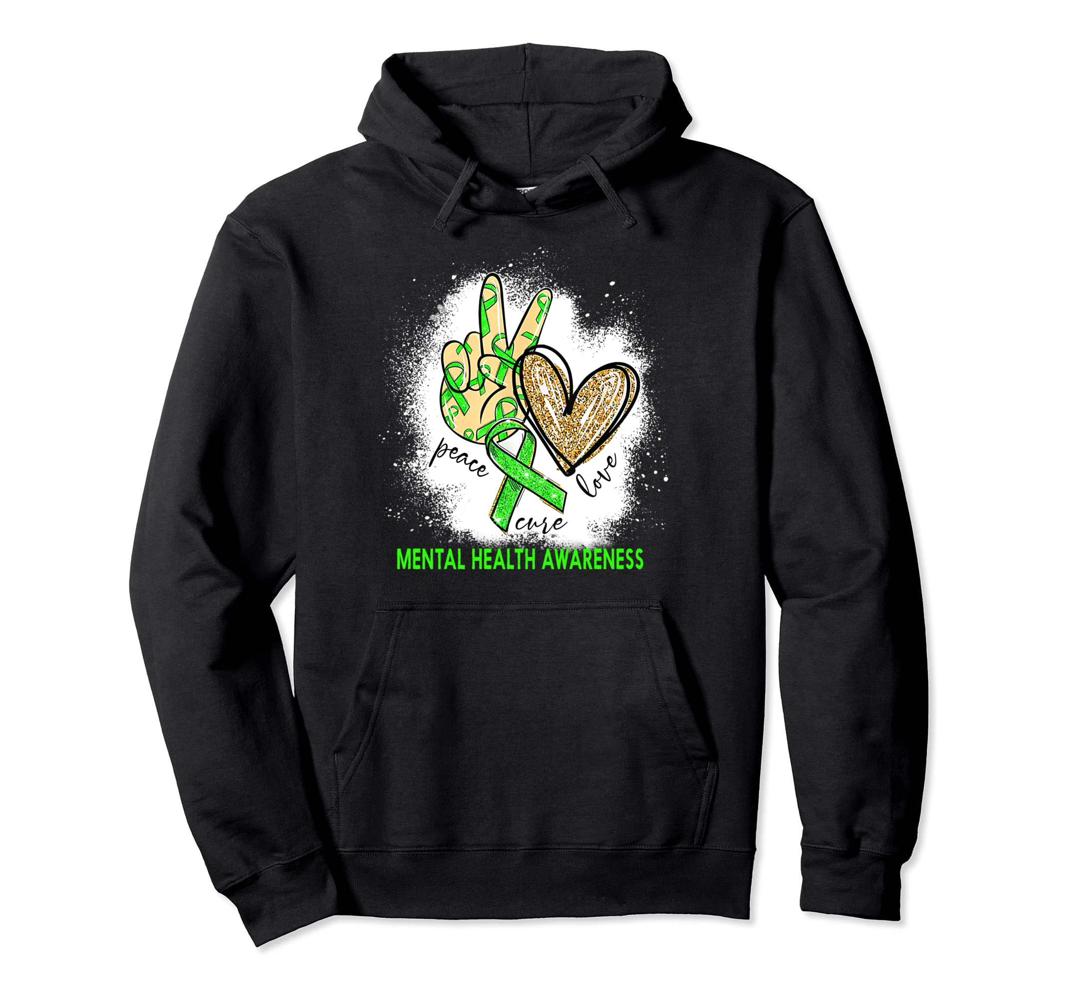 Peace Love Cure Bleached Mental Hoodie - Aesthetic Graphic for Adults - T-Shirt, Sweatshirt, Hoodie