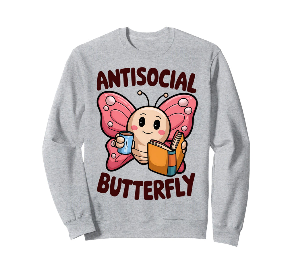 Groovy Anti Social Butterfly Sweatshirt - Streetwear Style for Adults - T-Shirt, Sweatshirt, Hoodie