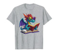 Dragon Wearing Glasses Reading Book T-Shirt - Minimalist Print Unisex - T-Shirt, Sweatshirt, Hoodie
