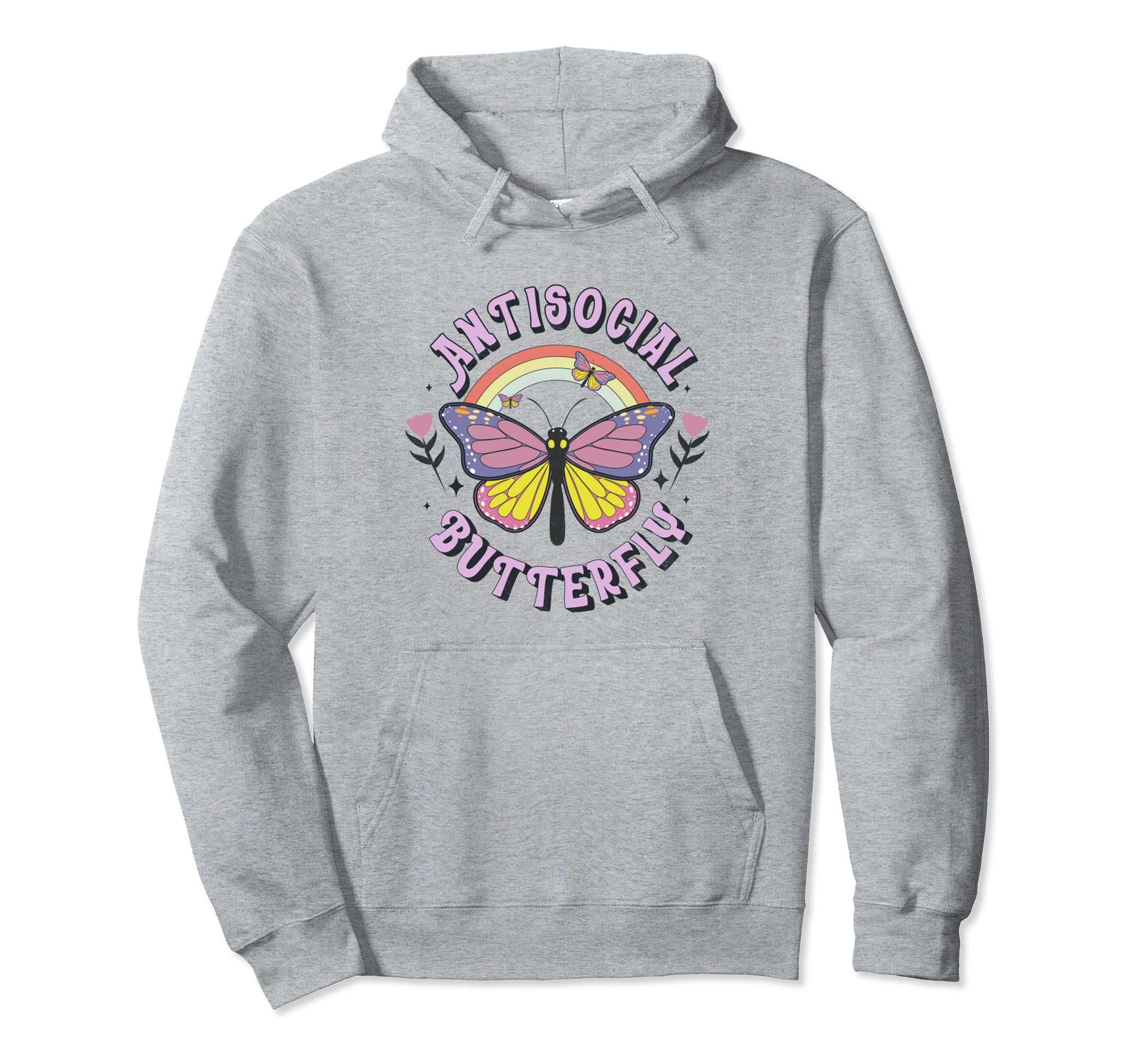 Antisocial Butterfly Tees Hoodie - Casual Everyday Wear for Adults - T-Shirt, Sweatshirt, Hoodie