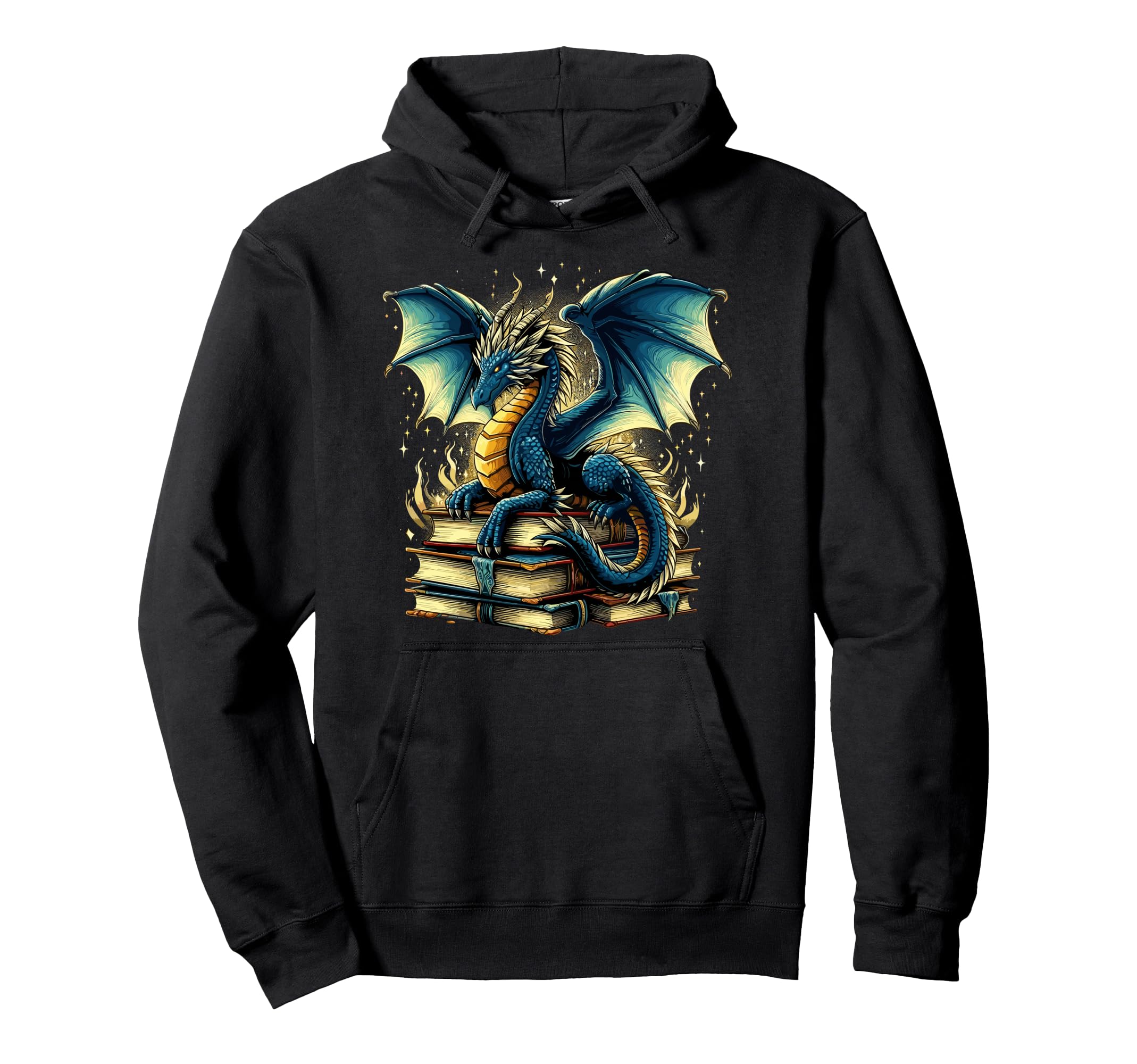 Book Lover Reading Fantasy Dragon Hoodie - Minimalist Print for Adults - T-Shirt, Sweatshirt, Hoodie