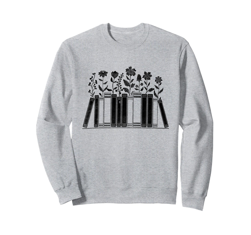 Bookshelf Books Flowers Book Sweatshirt - Aesthetic Graphic for Adults - T-Shirt, Sweatshirt, Hoodie