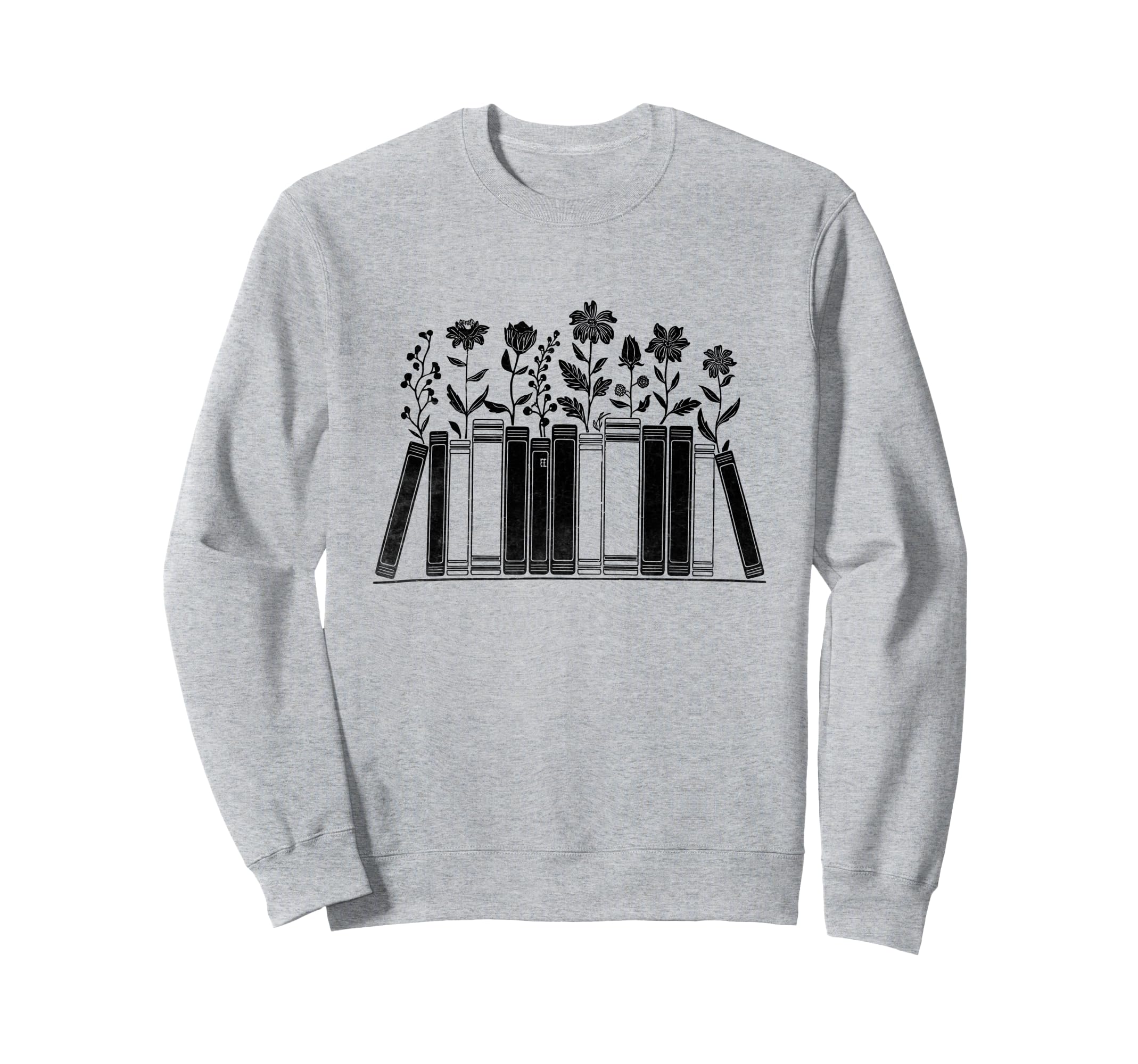 Bookshelf Books Flowers Book Sweatshirt - Aesthetic Graphic for Adults - T-Shirt, Sweatshirt, Hoodie