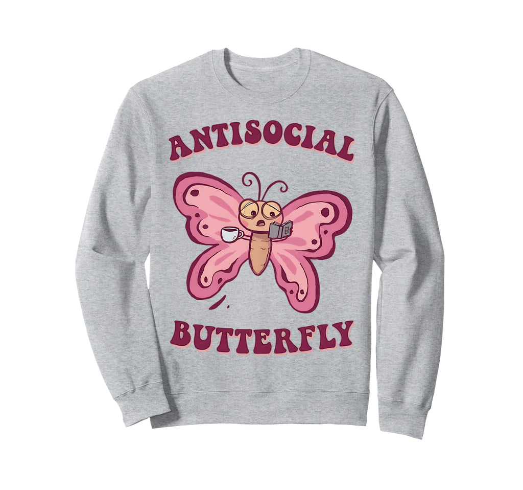 Groovy Anti Social Butterfly Sweatshirt - Custom Art Print for Adults - T-Shirt, Sweatshirt, Hoodie