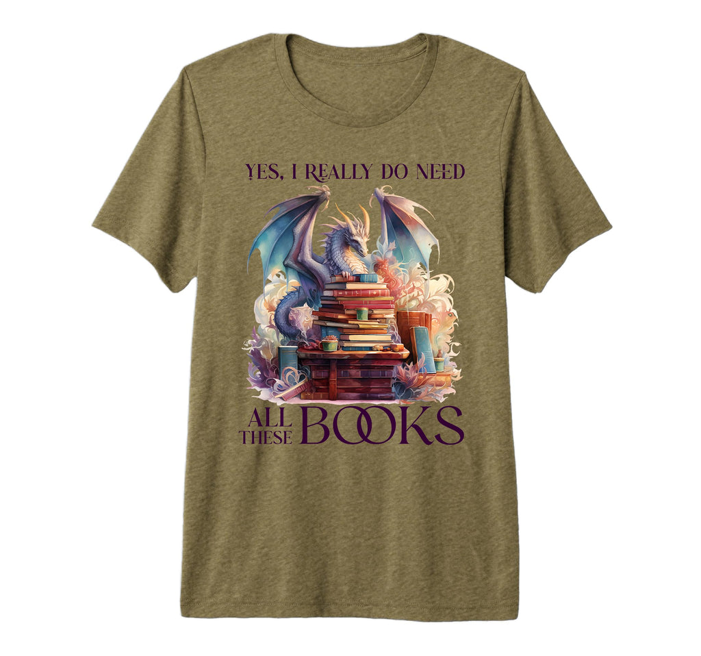 Dragons And Books Watercolour T-Shirt - Casual Everyday Wear Men Women - T-Shirt, Sweatshirt, Hoodie