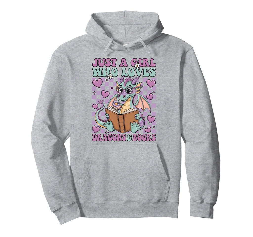 Just Who Loves Dragons And Books Hoodie - Fun Novelty Design Men Women - T-Shirt, Sweatshirt, Hoodie