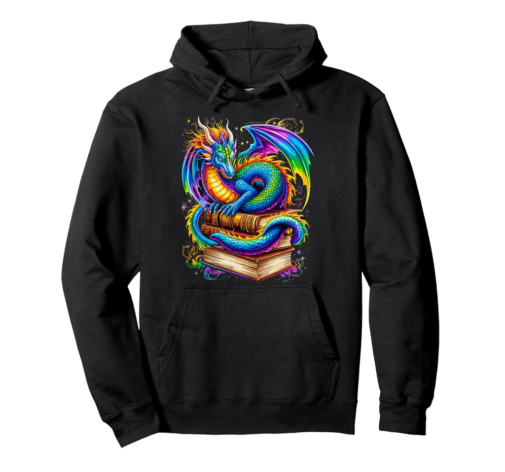 Dragons Books Dragon Reading Book Lover Hoodie - Novelty Apparel Men Women - T-Shirt, Sweatshirt, Hoodie