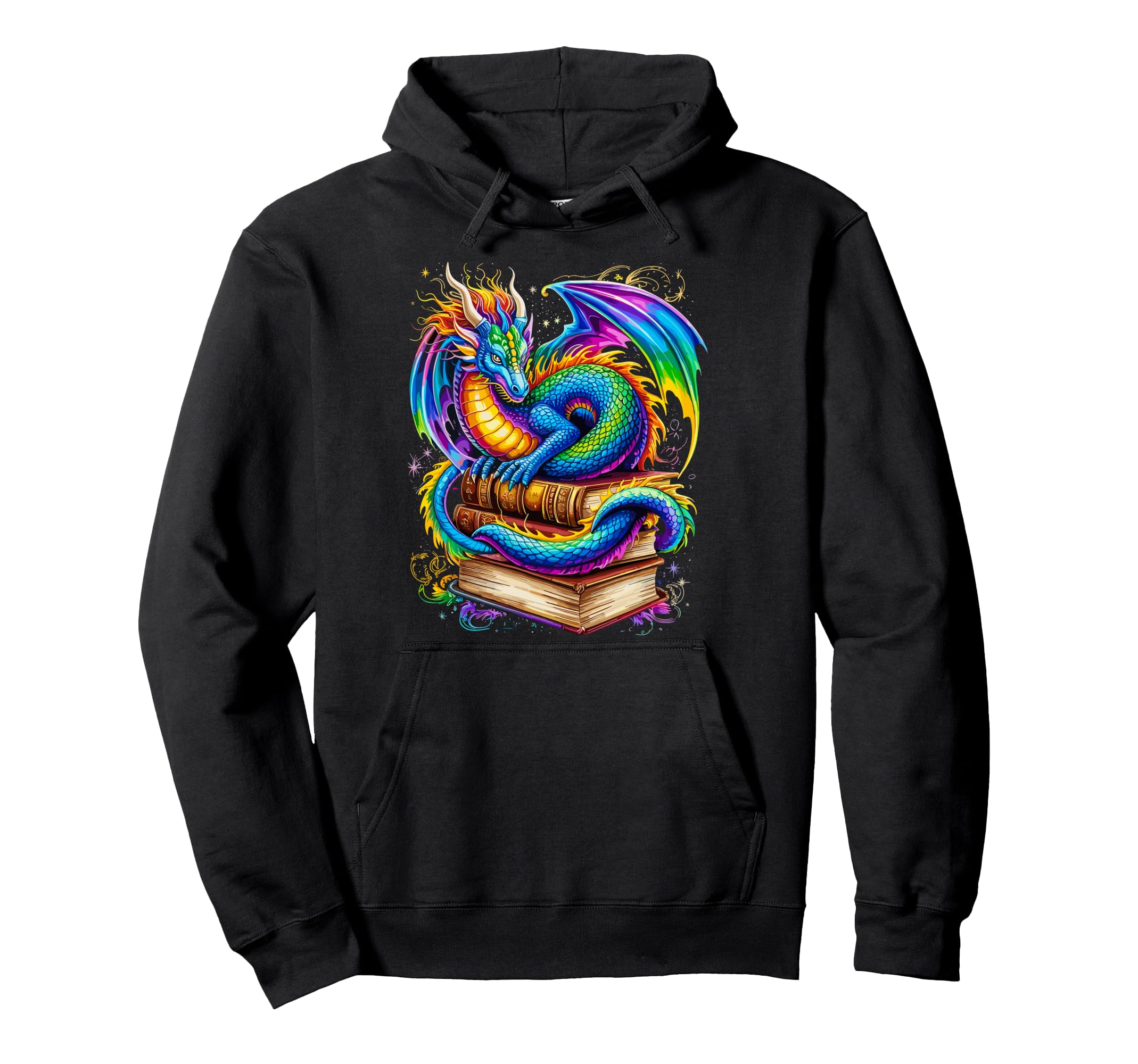 Dragons Books Dragon Reading Book Lover Hoodie - Novelty Apparel Men Women - T-Shirt, Sweatshirt, Hoodie