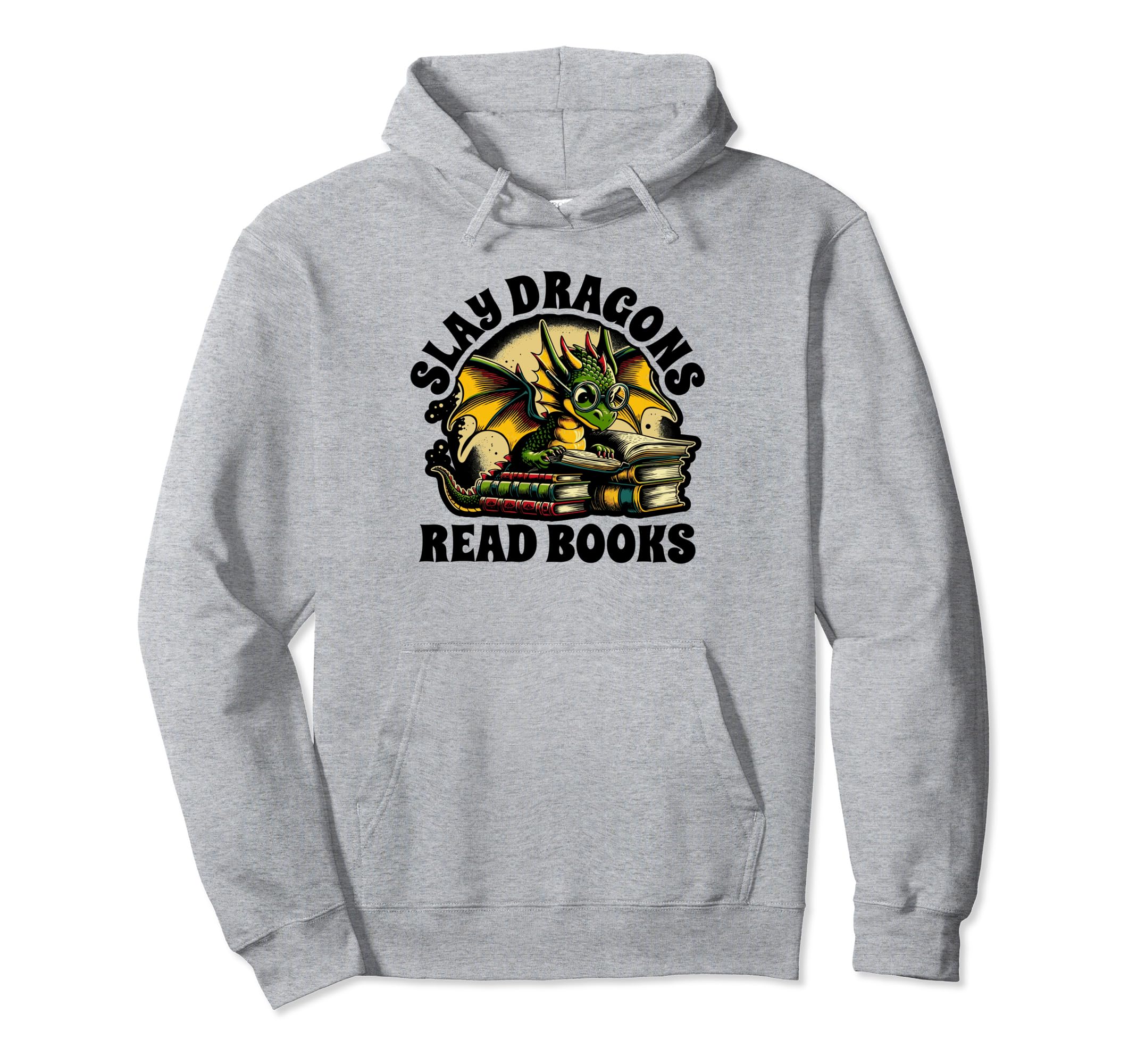 Slay Dragons Read Books Book Reading Hoodie - Minimalist Print for Adults - T-Shirt, Sweatshirt, Hoodie