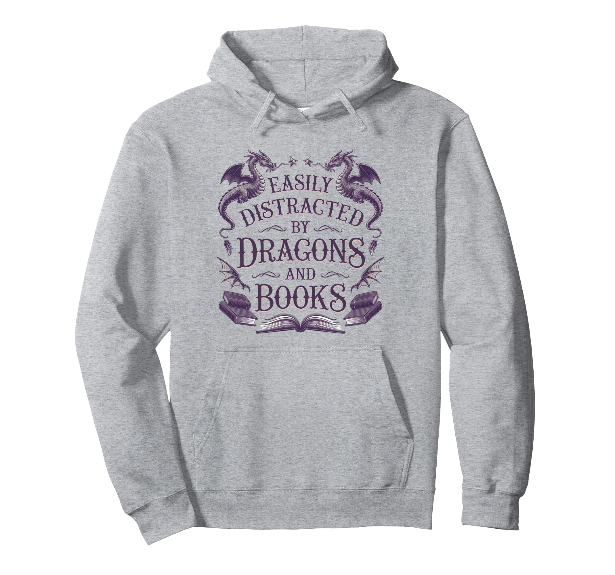 Easily Distracted Books Dragons Funny Hoodie - Graphic Print for Adults - T-Shirt, Sweatshirt, Hoodie