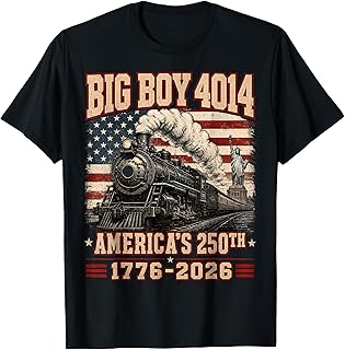 250 Years Big Boy 4014 Train US Flag Vintage Apparel T-Shirt T-Shirt Unisex T-shirt, Sweatshirt, Hoodie, Long Sleeve Tee - T-Shirt, Sweatshirt, Hoodie