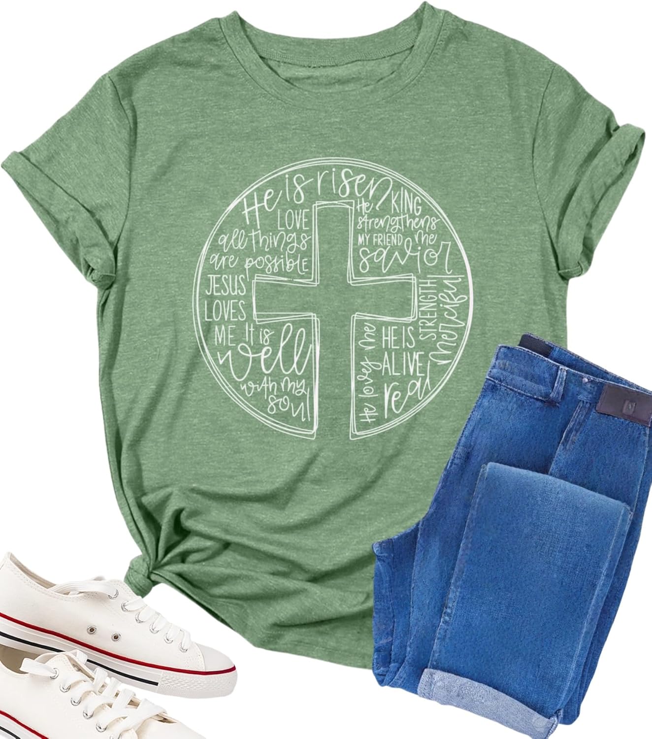 Easter Shirts for Women He is Risen T-Shirt Christian Shirts Jesus Religious Gift Bible Verse Tee Tops - T-Shirt, Sweatshirt, Hoodie