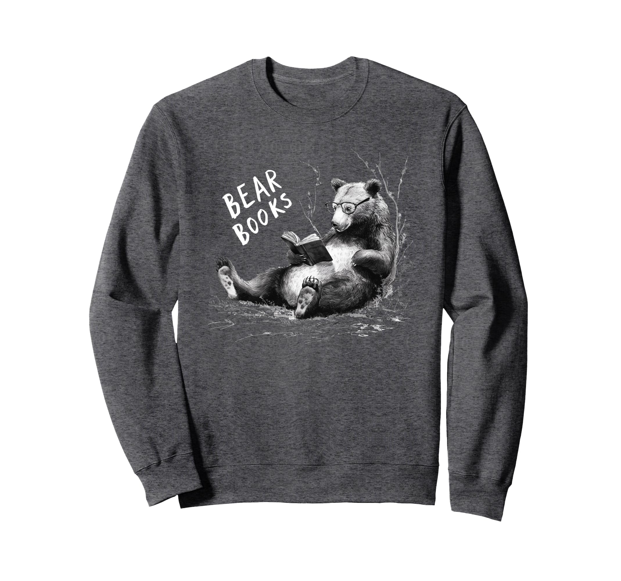 Bear Books Reading Wildlife Nerd Glasses Sweatshirt - Unique Graphic Unisex - T-Shirt, Sweatshirt, Hoodie