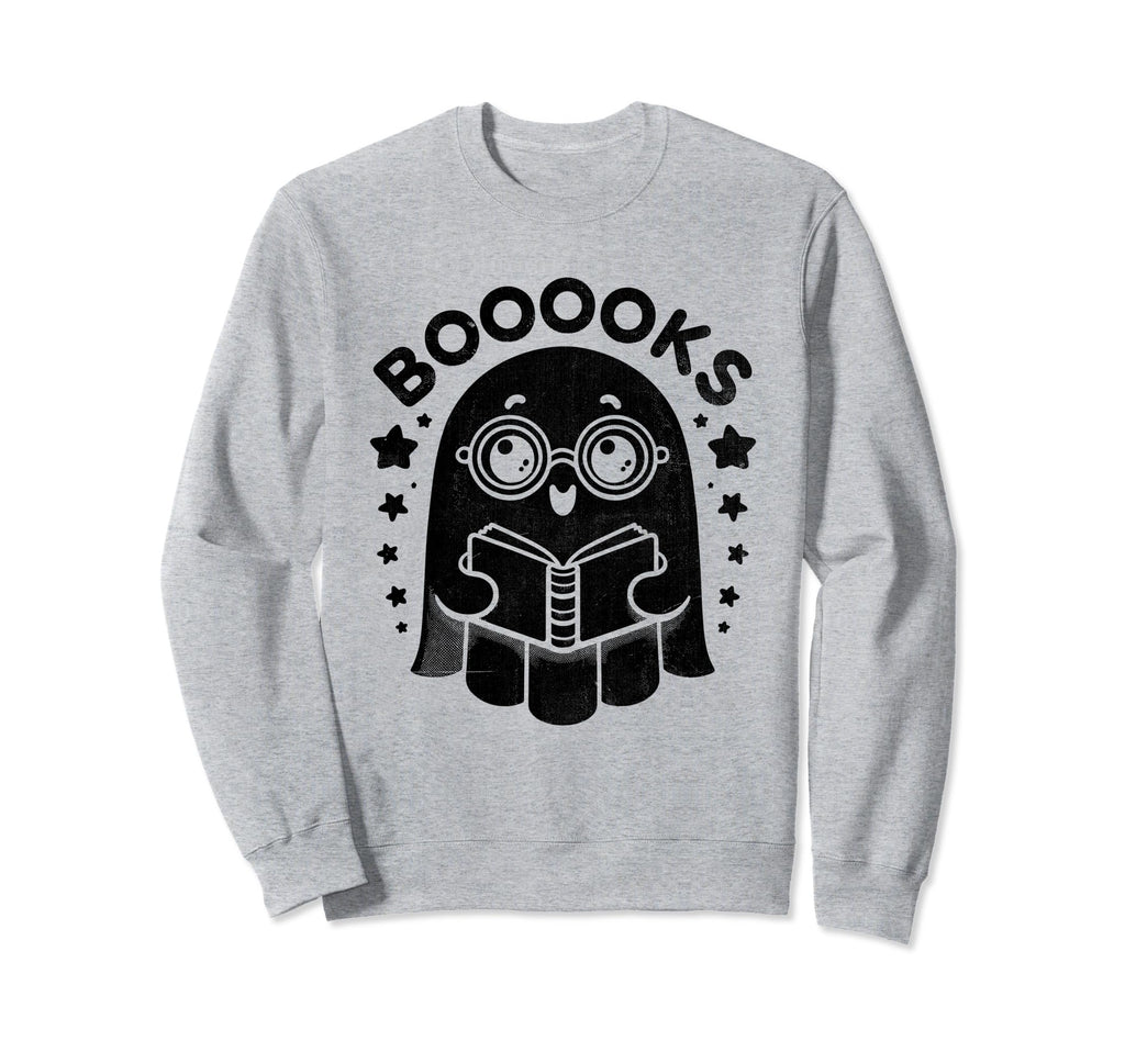 Booooks Ghost Halloween Book Bookworm Sweatshirt - Graphic Print Men Women - T-Shirt, Sweatshirt, Hoodie