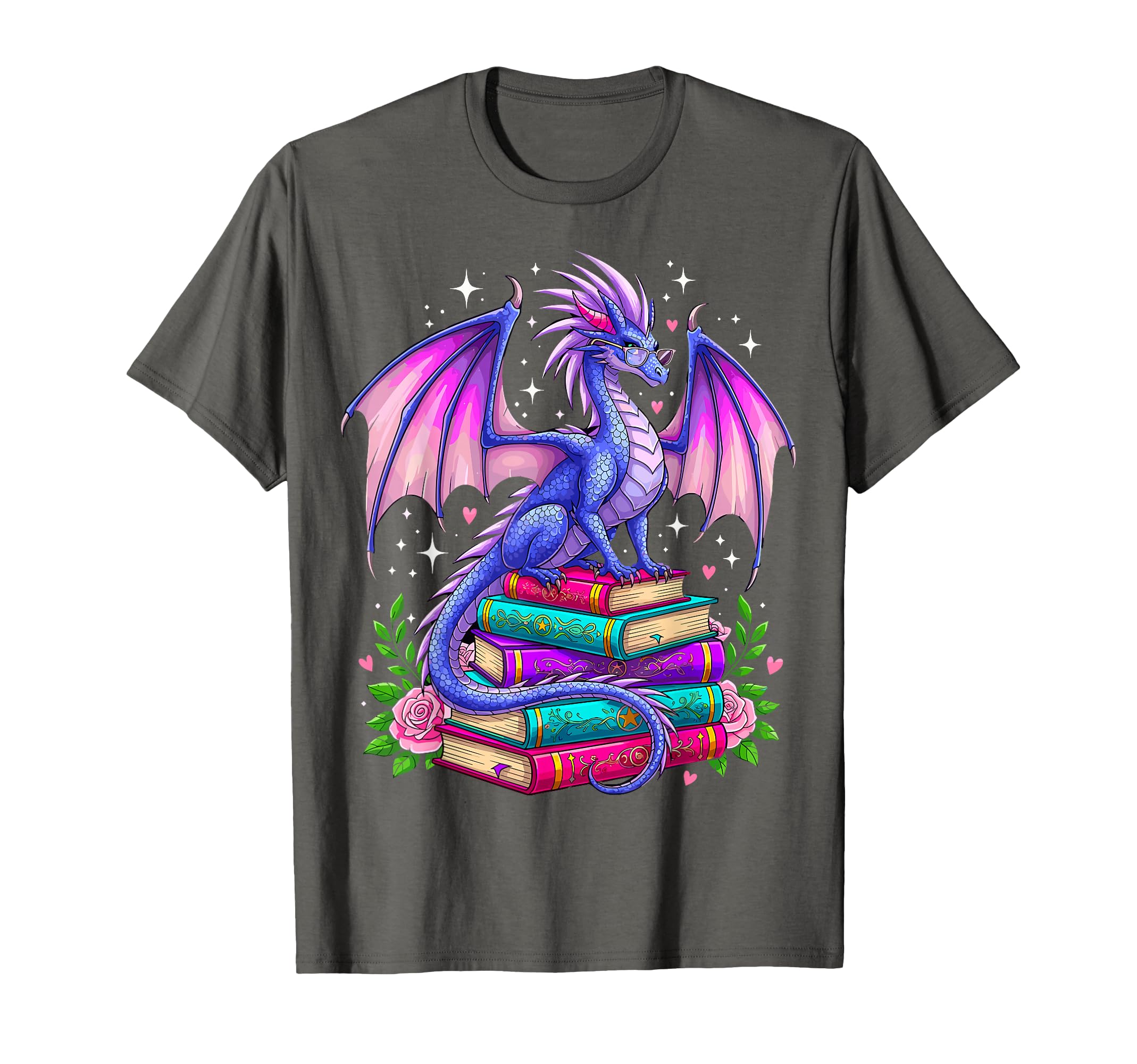 Fantasy Dragon Reading Books Bookworm T-Shirt - Unique Graphic Unisex - T-Shirt, Sweatshirt, Hoodie