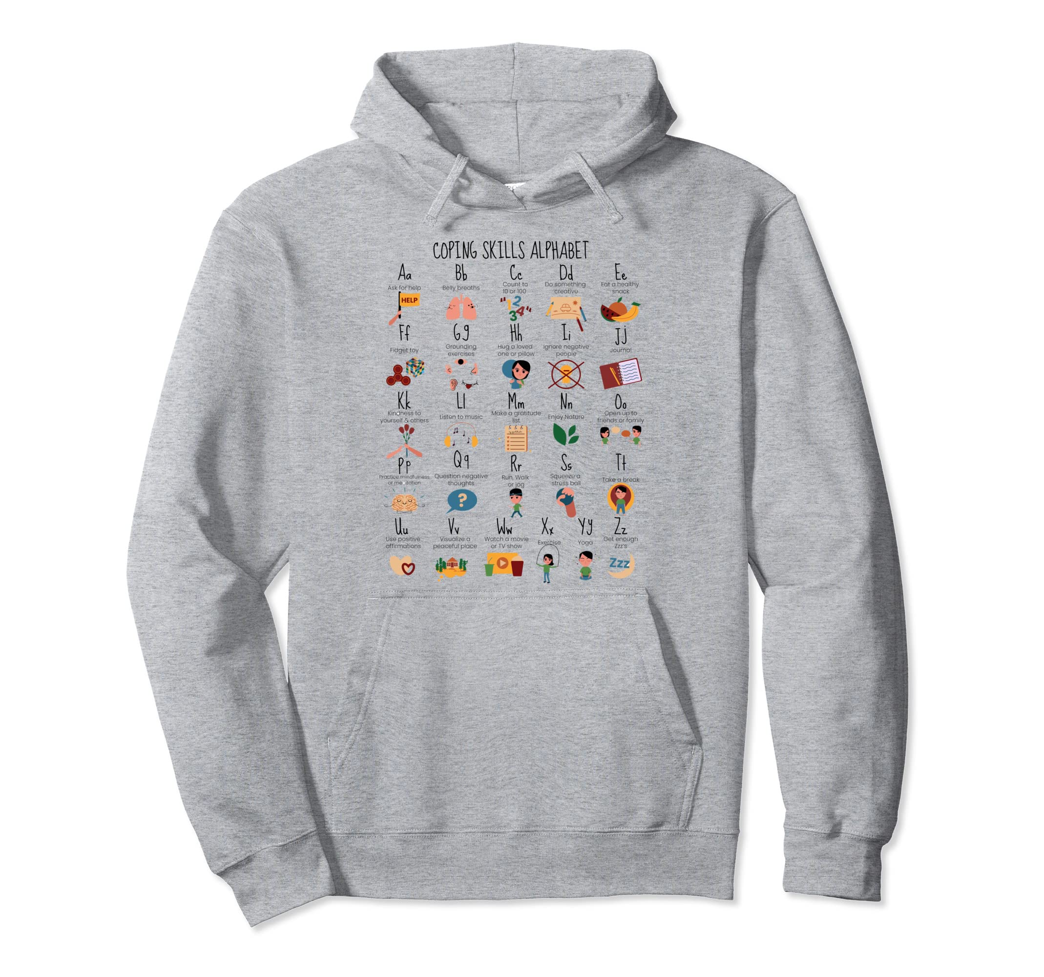 Coping Skills Alphabet Mental Health Hoodie - Custom Art Print Men Women - T-Shirt, Sweatshirt, Hoodie