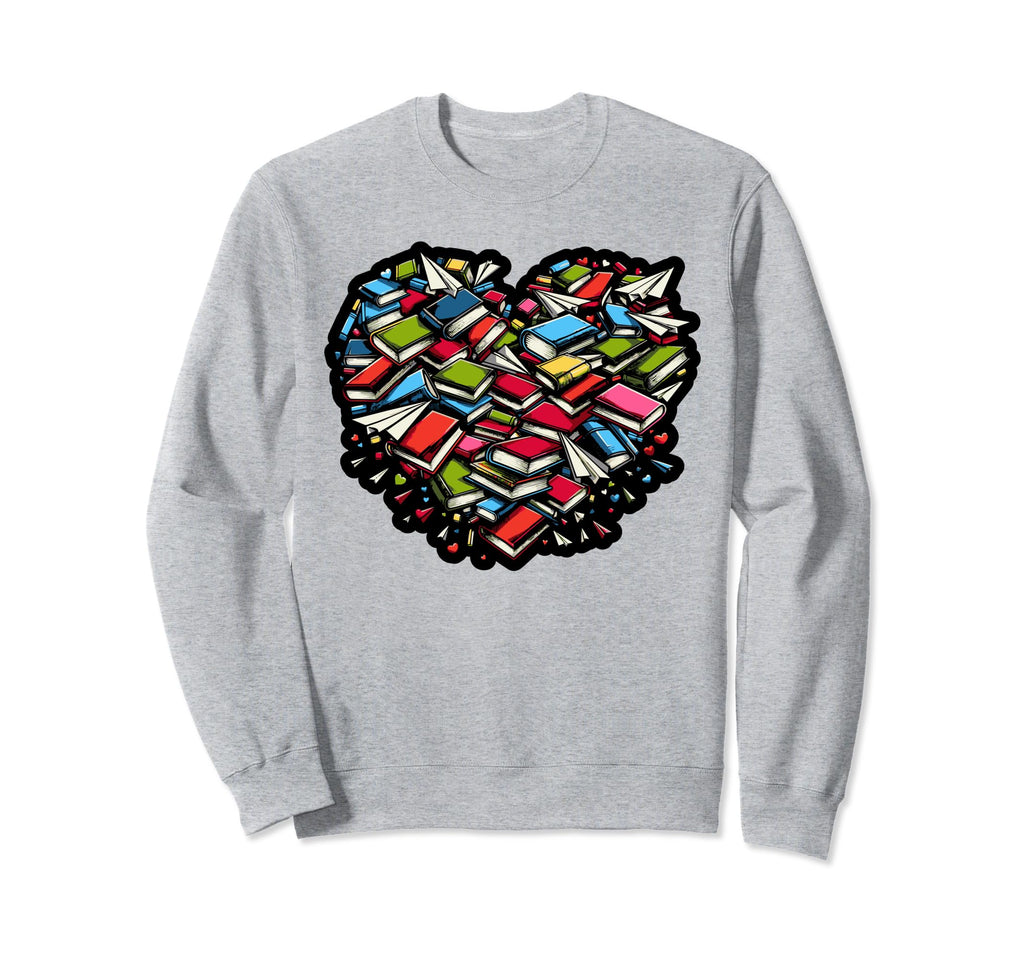 Heart Library Books Book Reading Sweatshirt - Trendy Graphic Men Women - T-Shirt, Sweatshirt, Hoodie