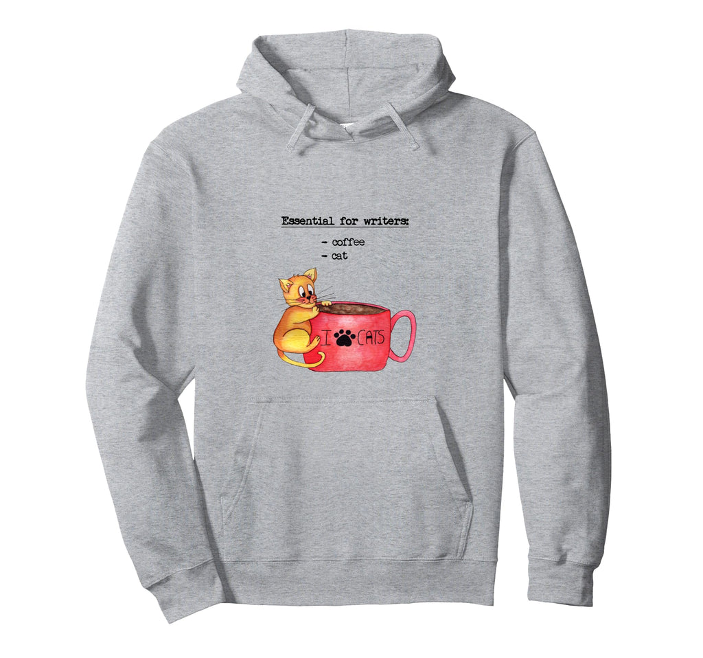 Cats And Coffee Are Writers Fun Image Hoodie - Novelty Apparel Unisex - T-Shirt, Sweatshirt, Hoodie