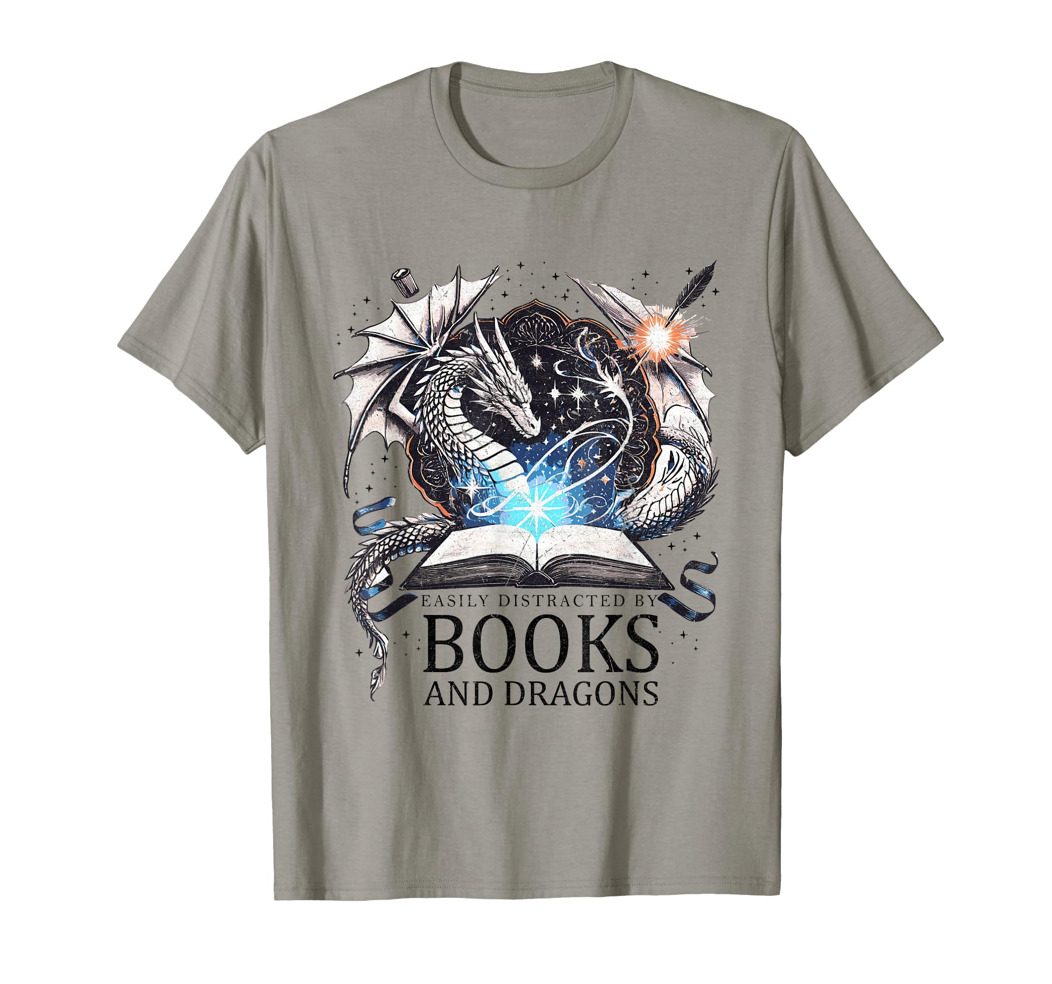 Easily Distracted Dragon And Books T-Shirt - Streetwear Style Unisex - T-Shirt, Sweatshirt, Hoodie