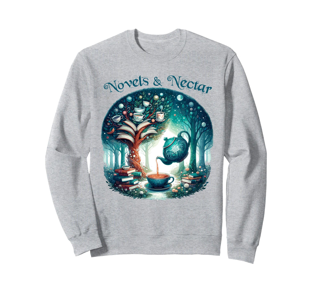 Reading Novel Tea Book Lover Sweatshirt - Aesthetic Graphic Men Women - T-Shirt, Sweatshirt, Hoodie